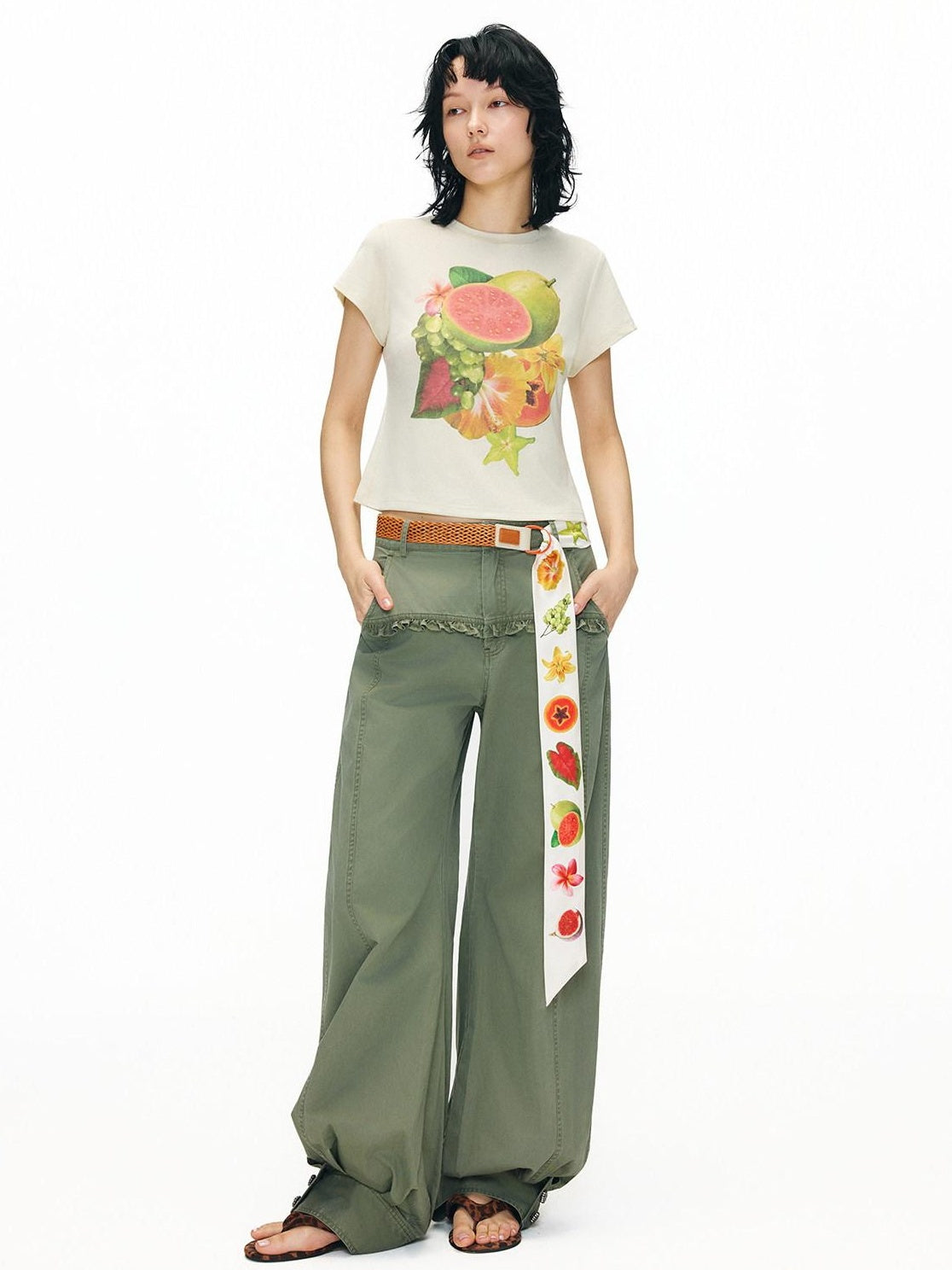 OuttheBlue Woven Fabric Pin Buckle With Chain Detail Womens Casual Fashion Belts