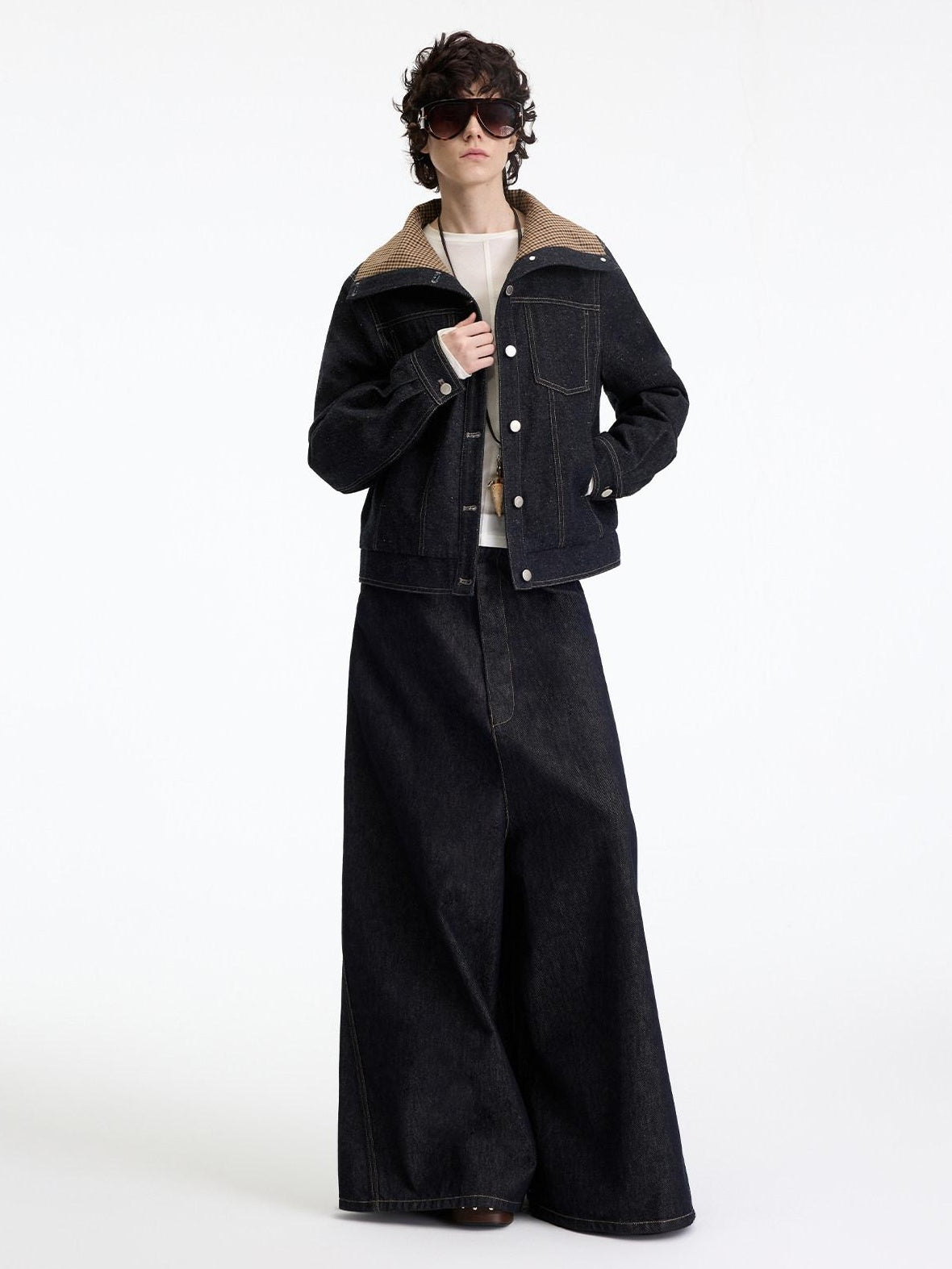 RUN TO THE FUTURE Indigo Relaxed Commuter Loose Fit Long Sleeve Solid Single Button Denim Jackets