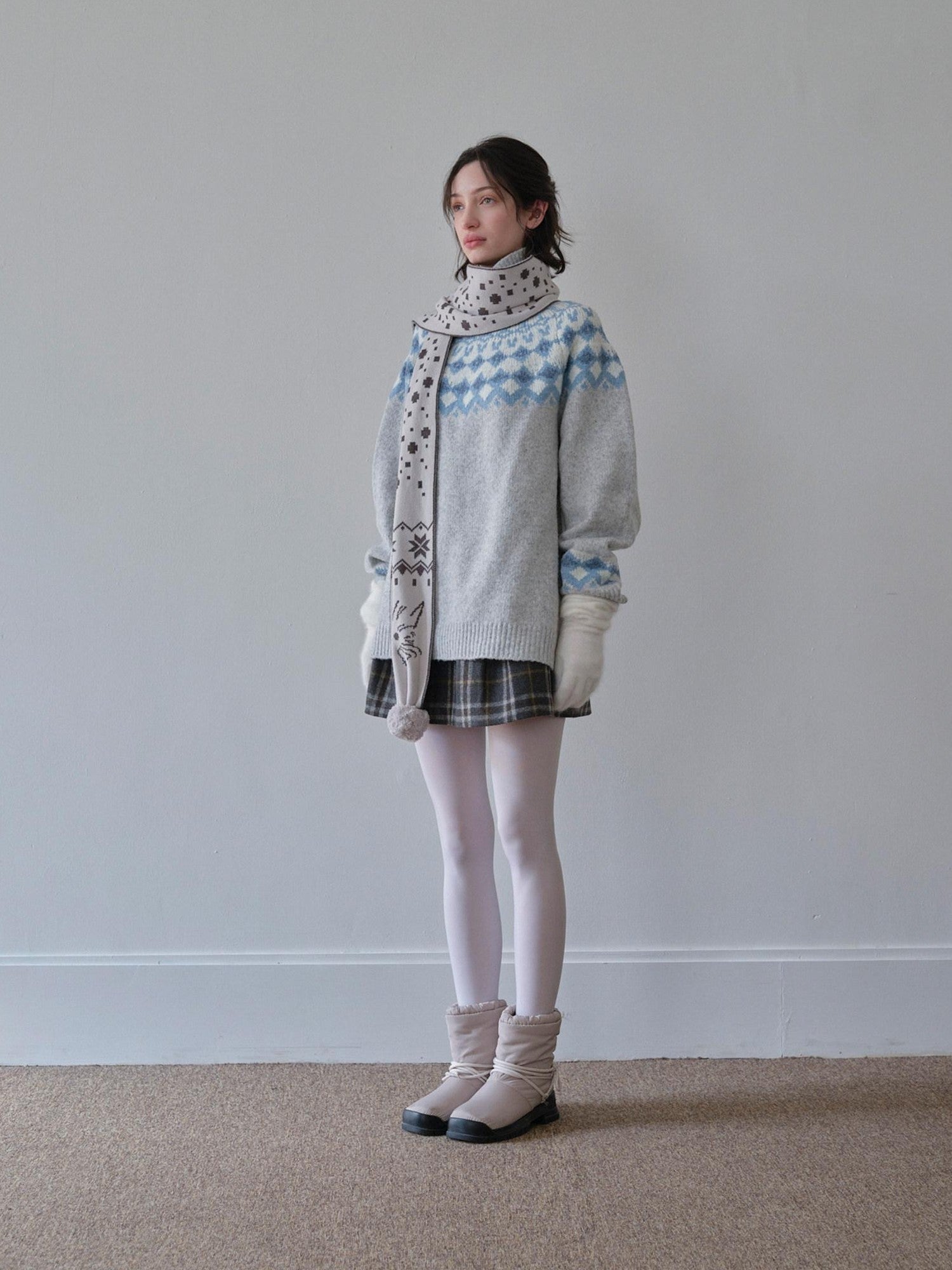 DKZ OFFICIAL Nordic Fair Isle Jacquard Oversized Women&