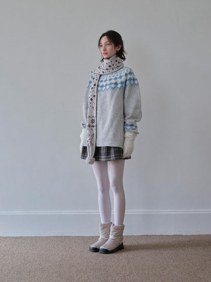 DKZ OFFICIAL Nordic Fair Isle Jacquard Oversized Women&