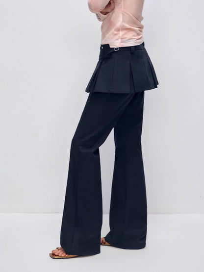 RUN TO THE FUTURE Pocketed Low Waist Micro Flare Slim Fit Women Zipper Poly Cotton Skorts