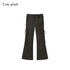 Low pixel Pure Cotton Low Waist Slim Fit Casual Women Olive Green Flared Pants