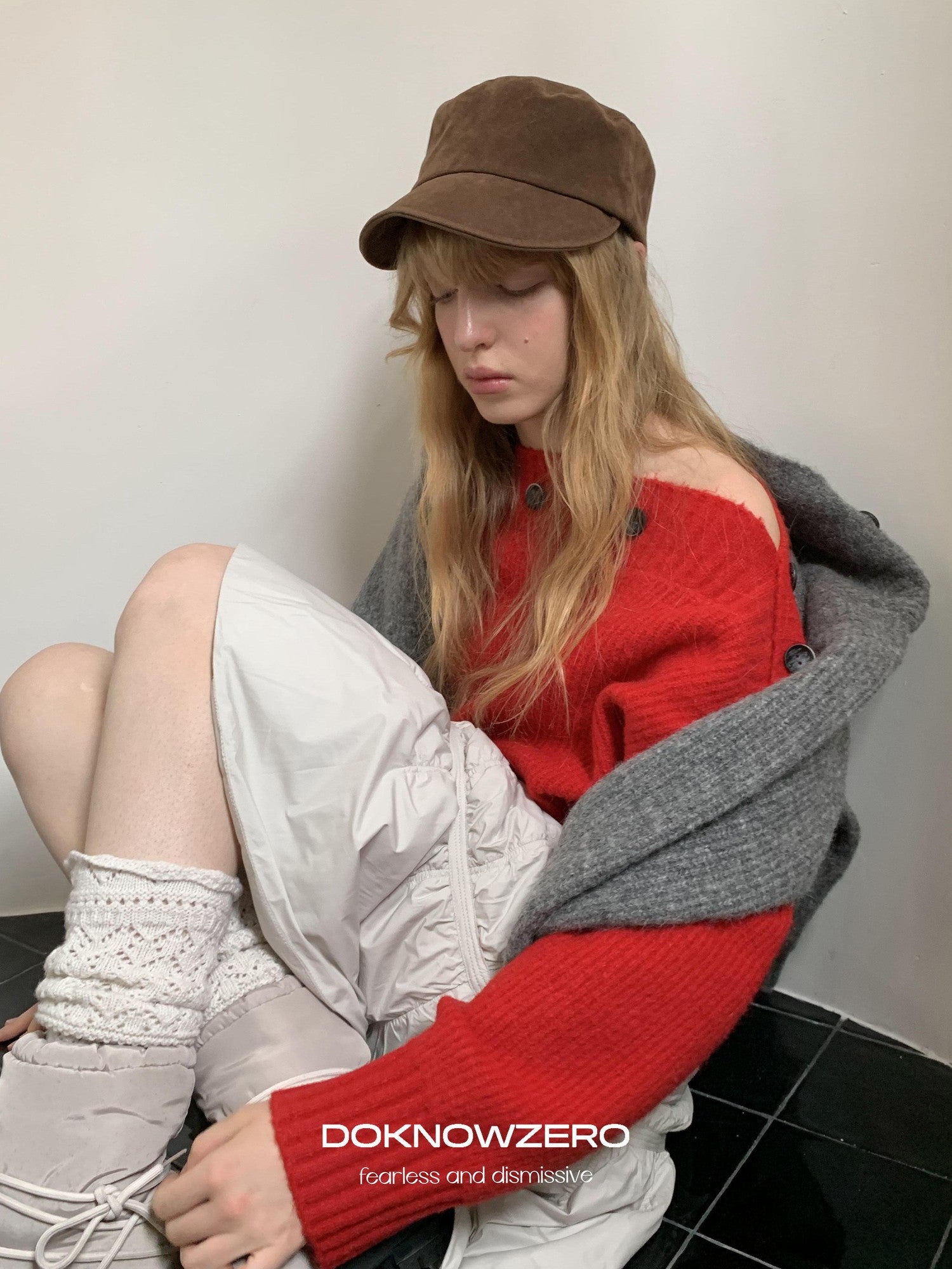 DKZ OFFICIAL Relaxed Button One Shoulder Women&