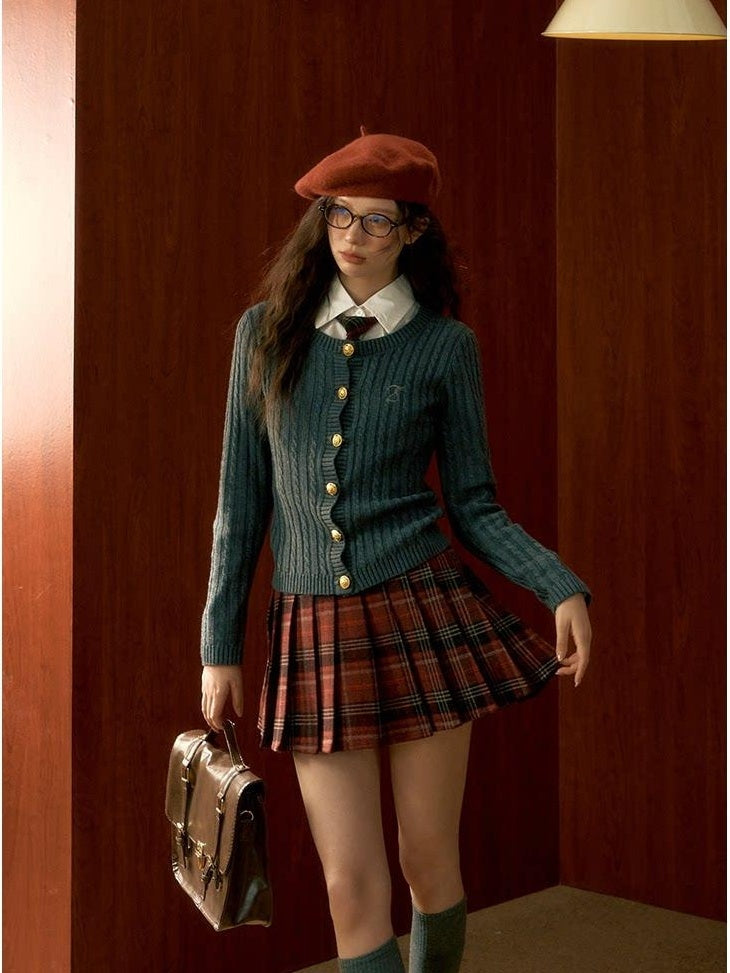 7Shiftin Versatile Three Piece Cardigan Set With Tie Preppy Layered Knitwear Sweaters