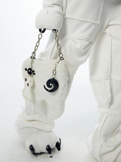 nit alcove Minimalist White Irregular Shape Zipper Closure Casual Everyday Men Tote Bags