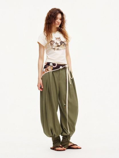 OuttheBlue Moss Green Solid Drapey Elastic Cuffed Women&