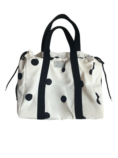 takeabreak_Black_White_Polka_Dot_26L_Multi_Carry_Dual_Zipper_Tote_Women&