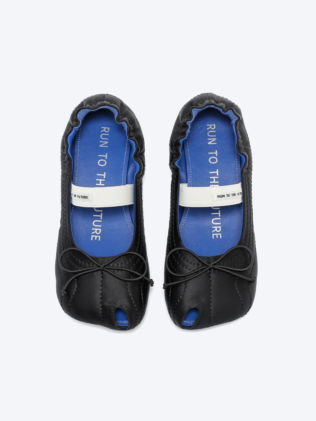 RUN TO THE FUTURE Cross Strap Casual Peep Toe Leather Lined Microfiber Upper Women Black Flats