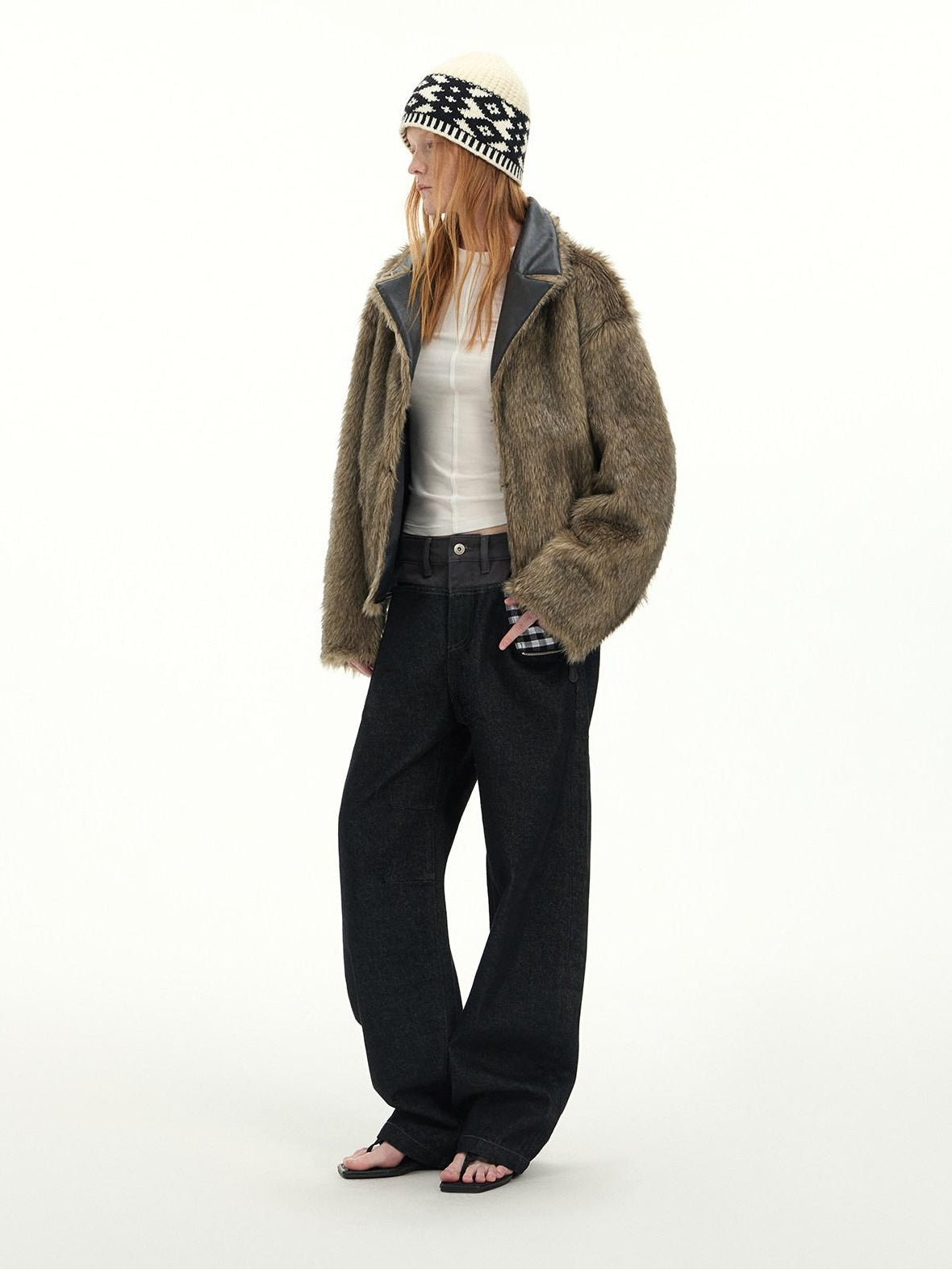 RUN TO THE FUTURE Casual Patchwork Low Waist Loose Women Black Cotton Wide-Leg Jeans