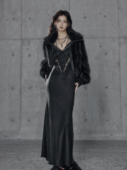 Low pixel Warm Thick Black Sexy Slim Fit Spandex Zipper Lapel Women Cropped Jackets
