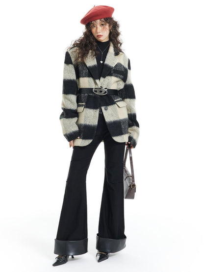 7Shiftin Padded Plaid Stand Collar Korean Commuter Straight Fit Short Coat