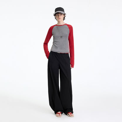RUN TO THE FUTURE Minimalist Low Rise Wide Leg Long Vintage Black Straight Fit Straight Pants
