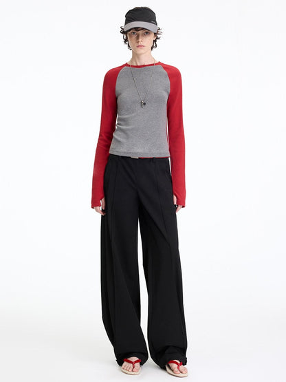 RUN TO THE FUTURE Minimalist Low Rise Wide Leg Long Vintage Black Straight Fit Straight Pants