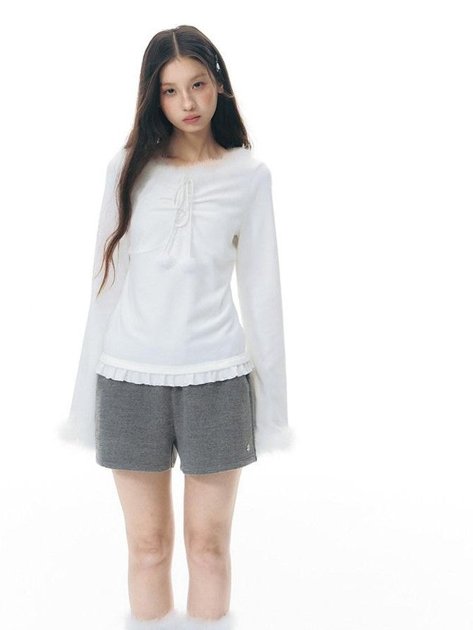 NAPSNAPS Deep Gray White Fuzzy Splice Women&