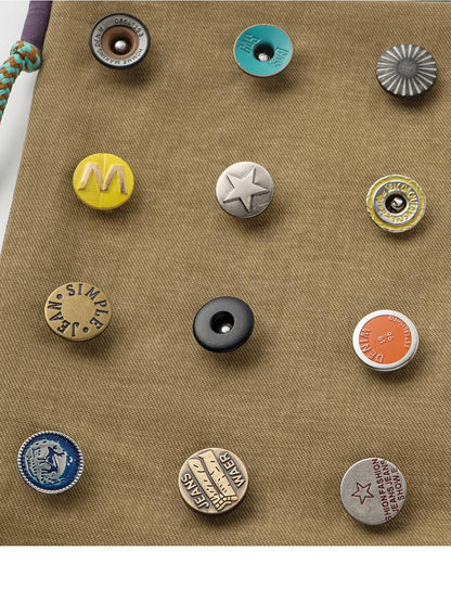 oinimi Khaki Stripe Button Badge Studded Square Women&