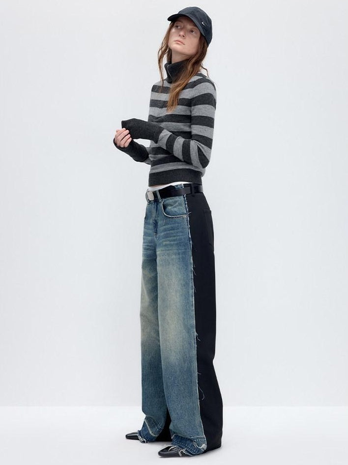 RUN TO THE FUTURE Vintage Slim Fit Wool Striped Pullover Office Commuter Women Sweaters
