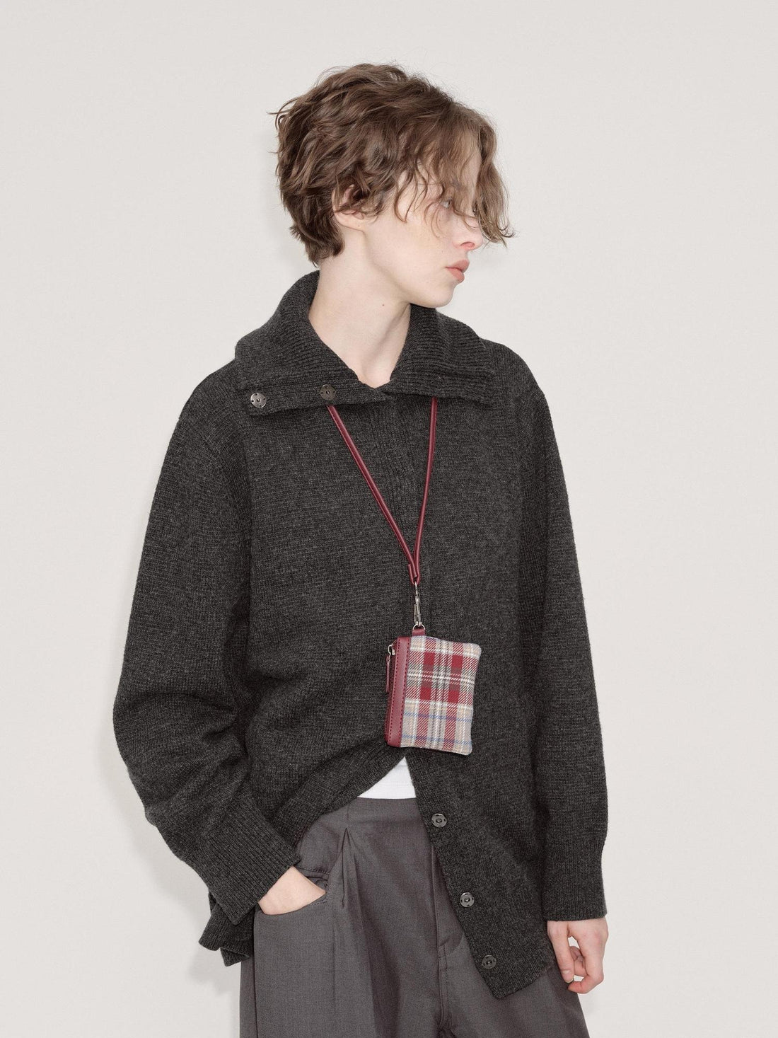 RUN TO THE FUTURE Cozy High Collar Loose Single Button Office Women Paris Grey Cardigan Overcoats