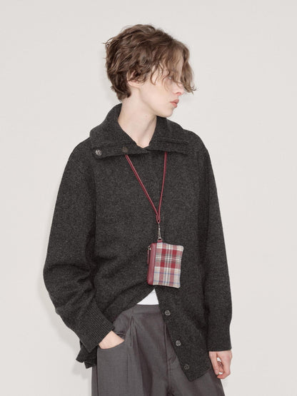 RUN TO THE FUTURE Cozy High Collar Loose Single Button Office Women Paris Grey Cardigan Overcoats