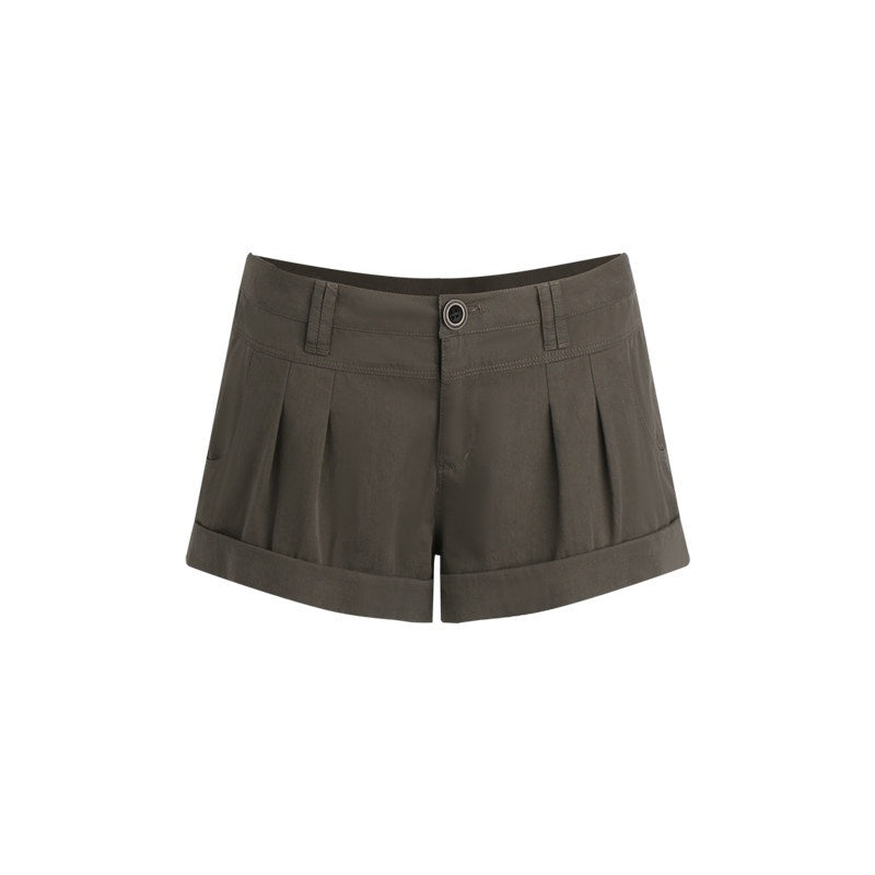 NAPSNAPS_Dark_Green_Waist_Patchwork_Rolled_Hem_Women&