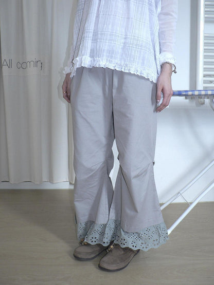ang project Vintage Japanese Patchwork Cutout Lace Pleated Women&