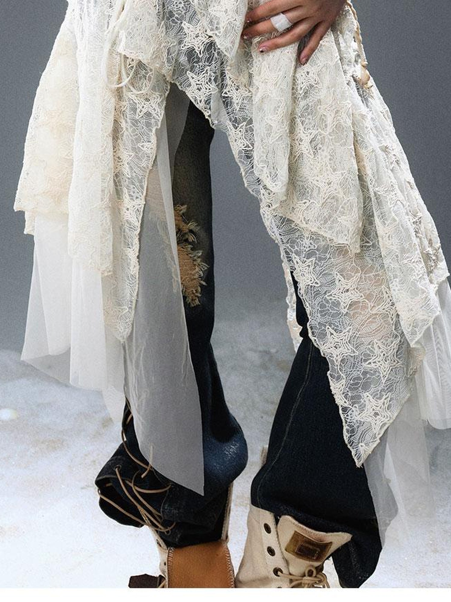 Update c Asymmetric Pleat Lace Mesh Slip Dress