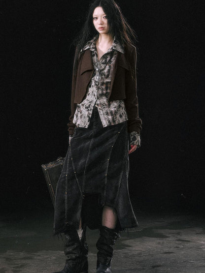 Update c Asymmetrical Patchwork Slit Mermaid Skirt