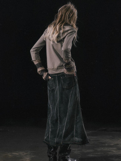Update c Asymmetrical Patchwork Slit Mermaid Skirt