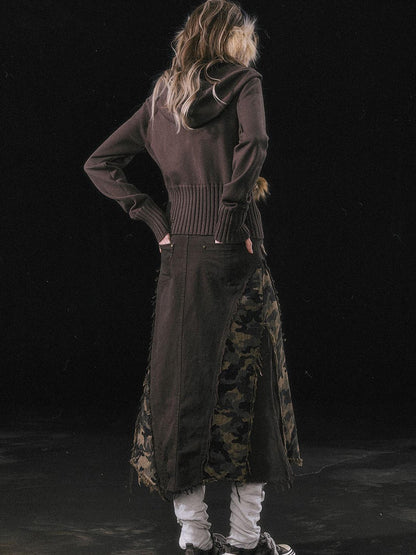 Update c Asymmetrical Patchwork Slit Mermaid Skirt