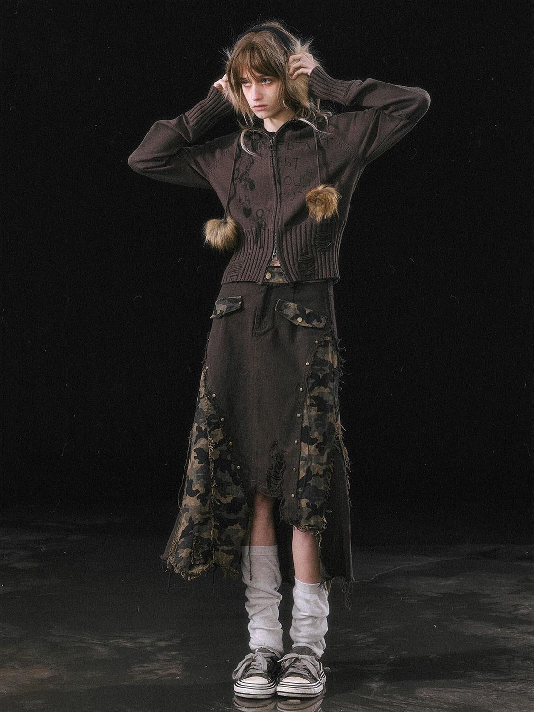 Update c Asymmetrical Patchwork Slit Mermaid Skirt
