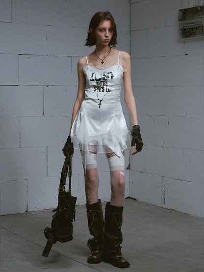 Chain Print Satin Slip Dress