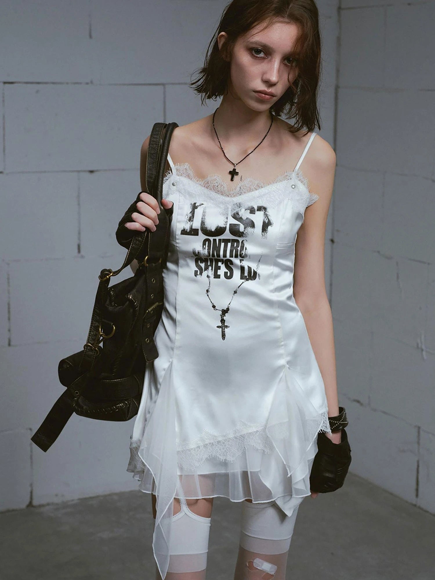 Chain Print Satin Slip Dress