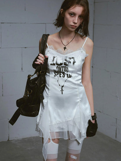 Chain Print Satin Slip Dress