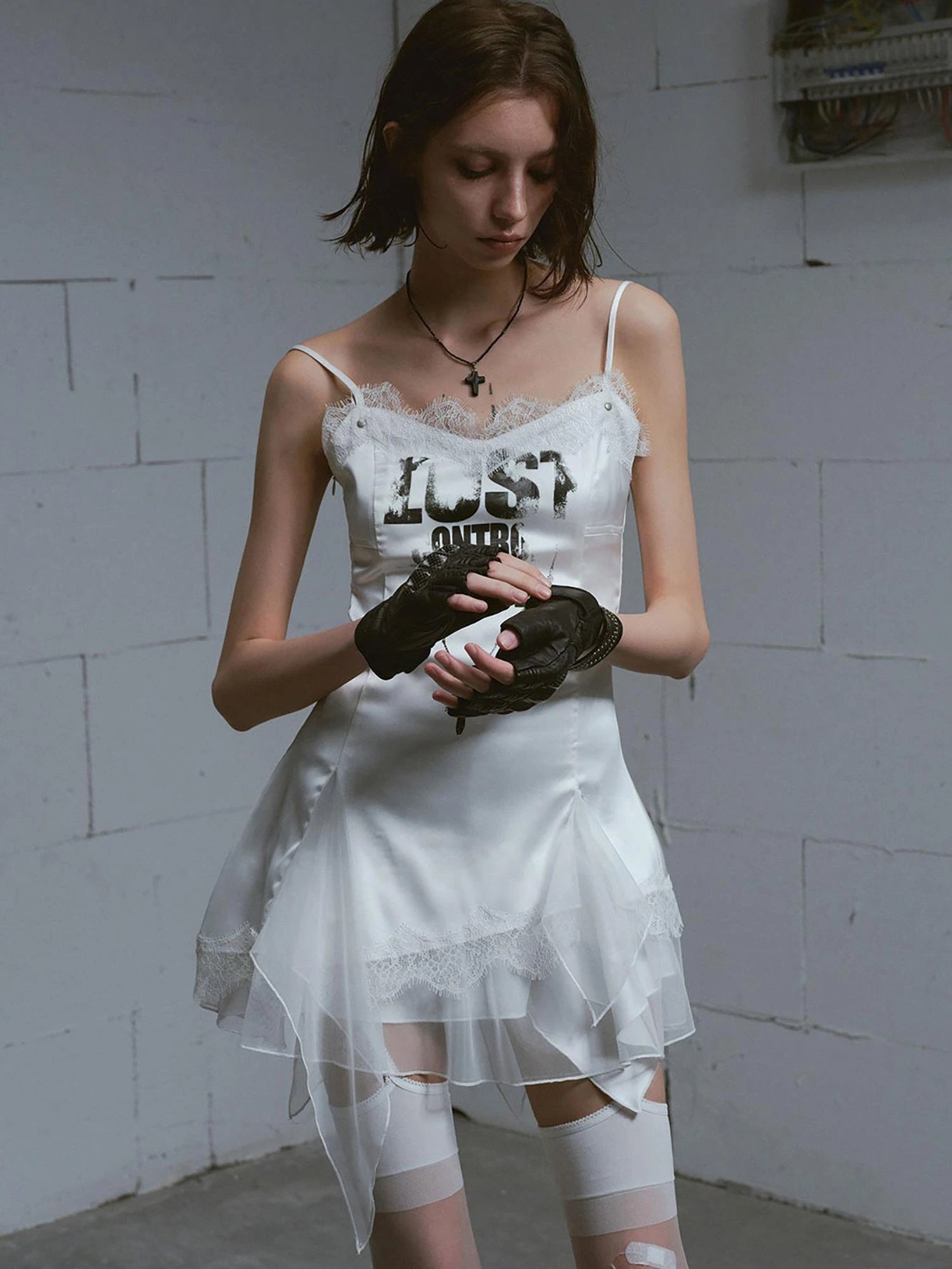 Chain Print Satin Slip Dress