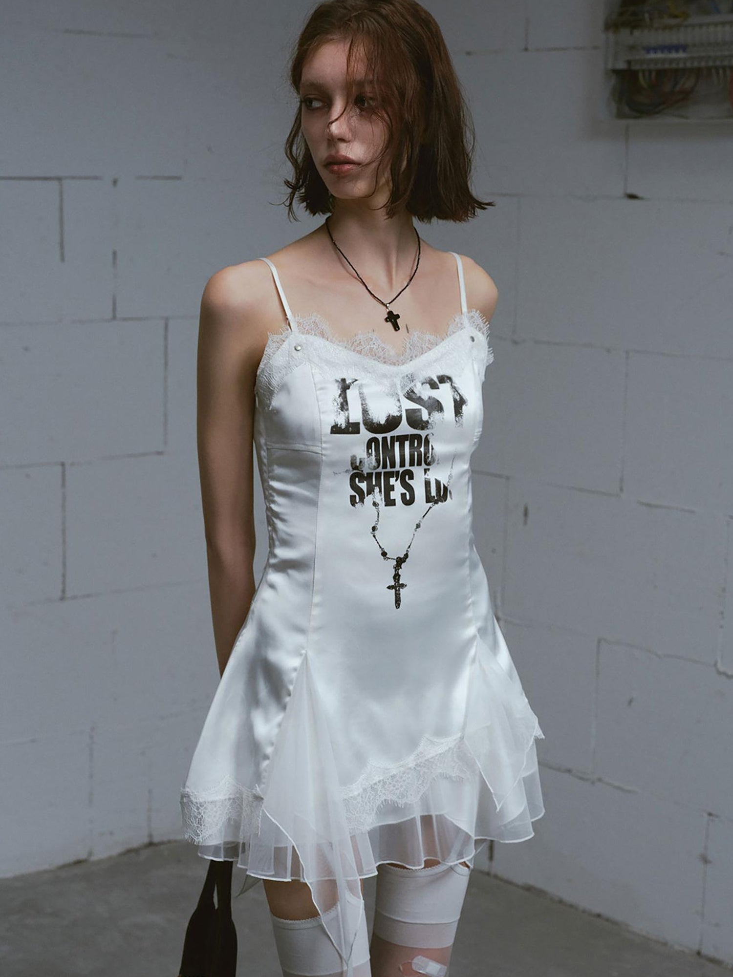 Update c Chain Print Satin Slip Dress