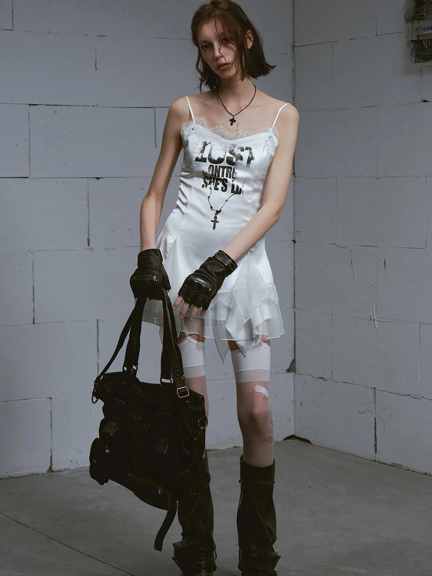 Chain Print Satin Slip Dress