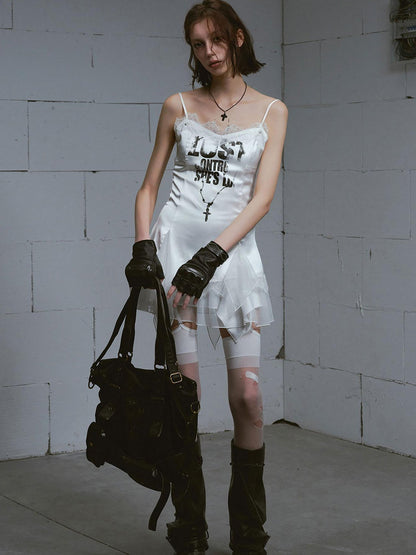 Update c Chain Print Satin Slip Dress