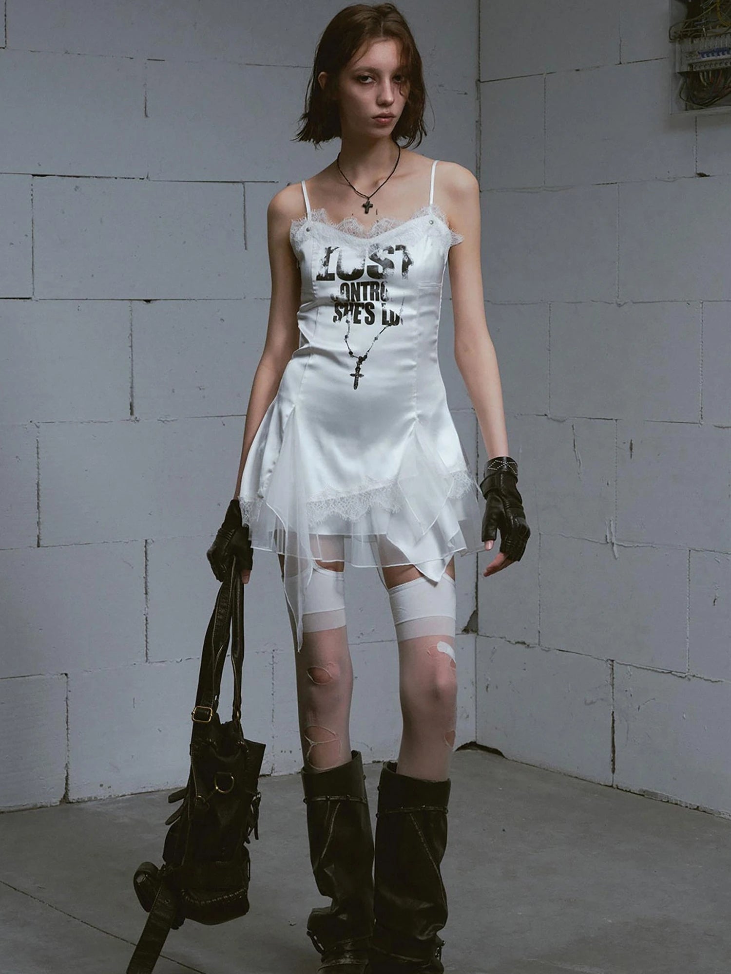 Chain Print Satin Slip Dress