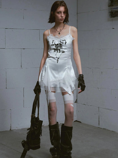 Chain Print Satin Slip Dress