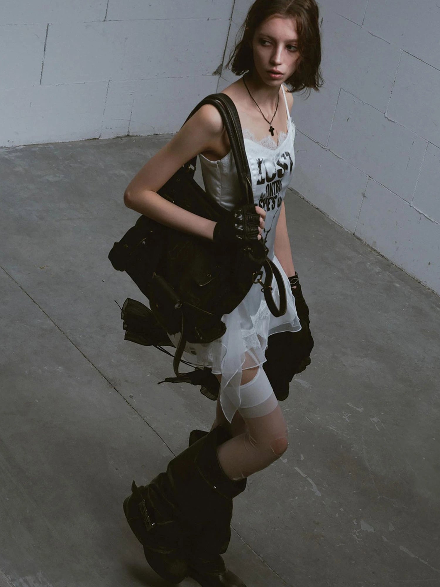 Chain Print Satin Slip Dress