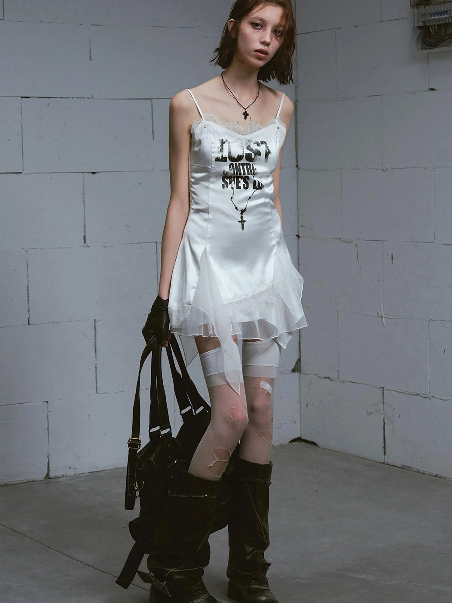 Chain Print Satin Slip Dress