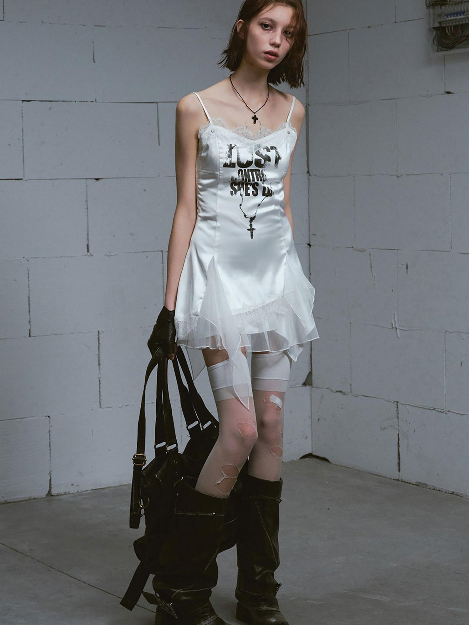 Update c Chain Print Satin Slip Dress