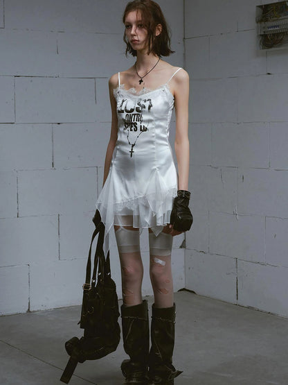 Chain Print Satin Slip Dress