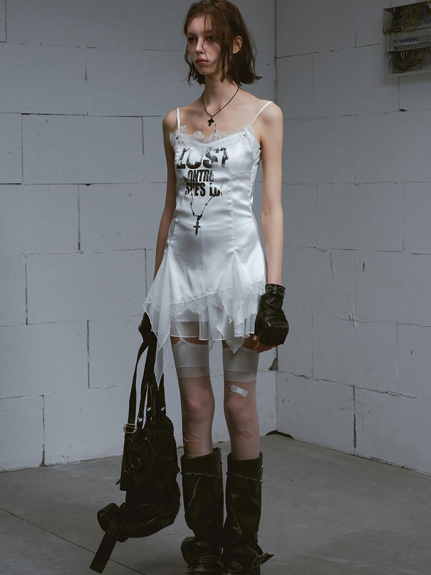 Update c Chain Print Satin Slip Dress