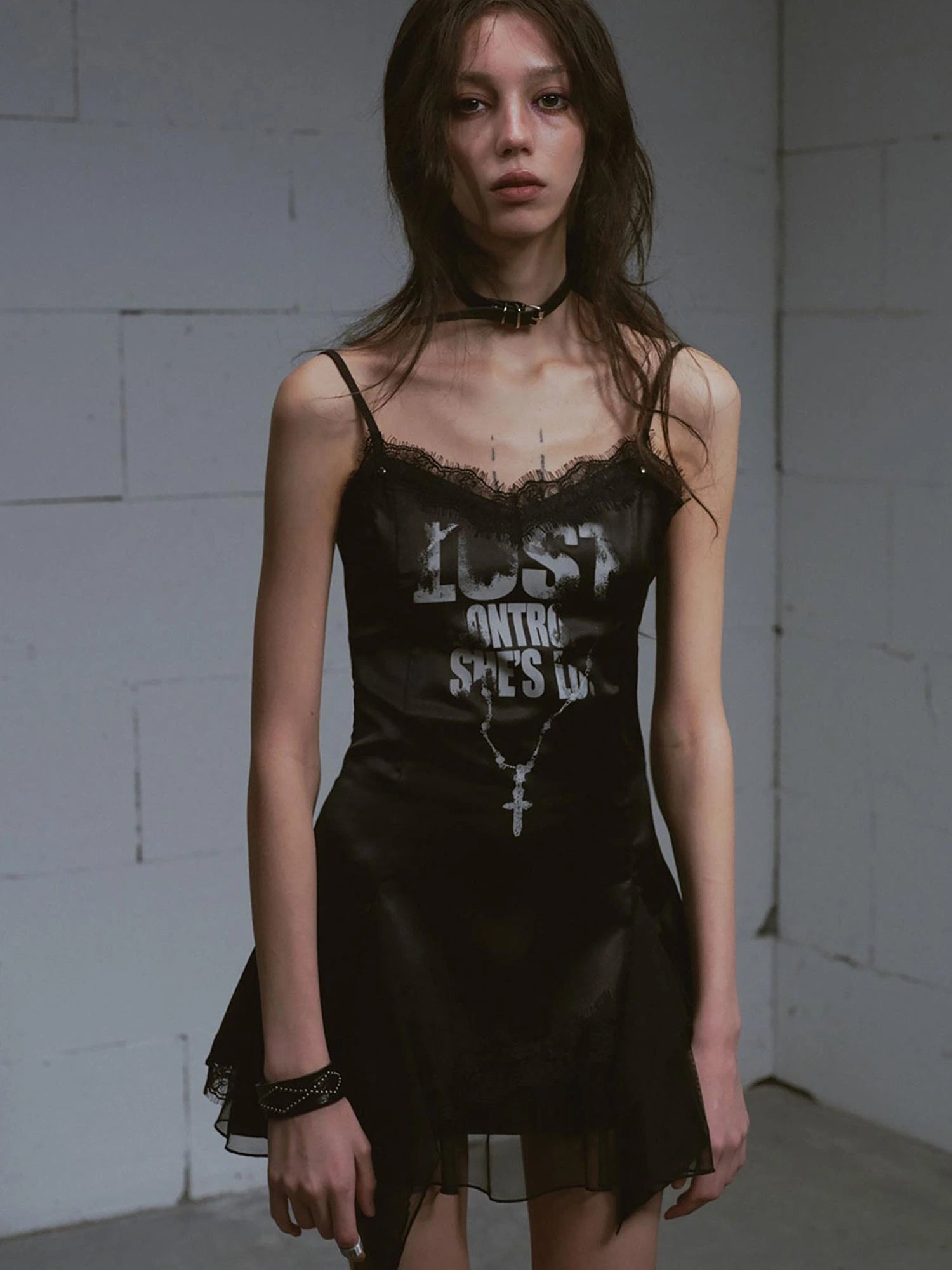 Chain Print Satin Slip Dress