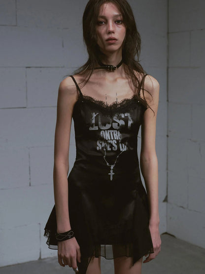 Chain Print Satin Slip Dress