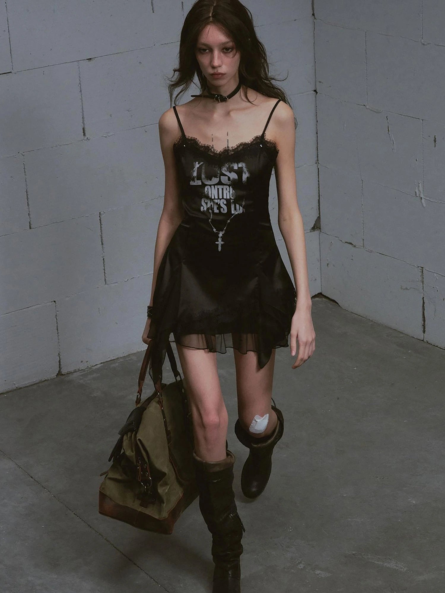 Chain Print Satin Slip Dress