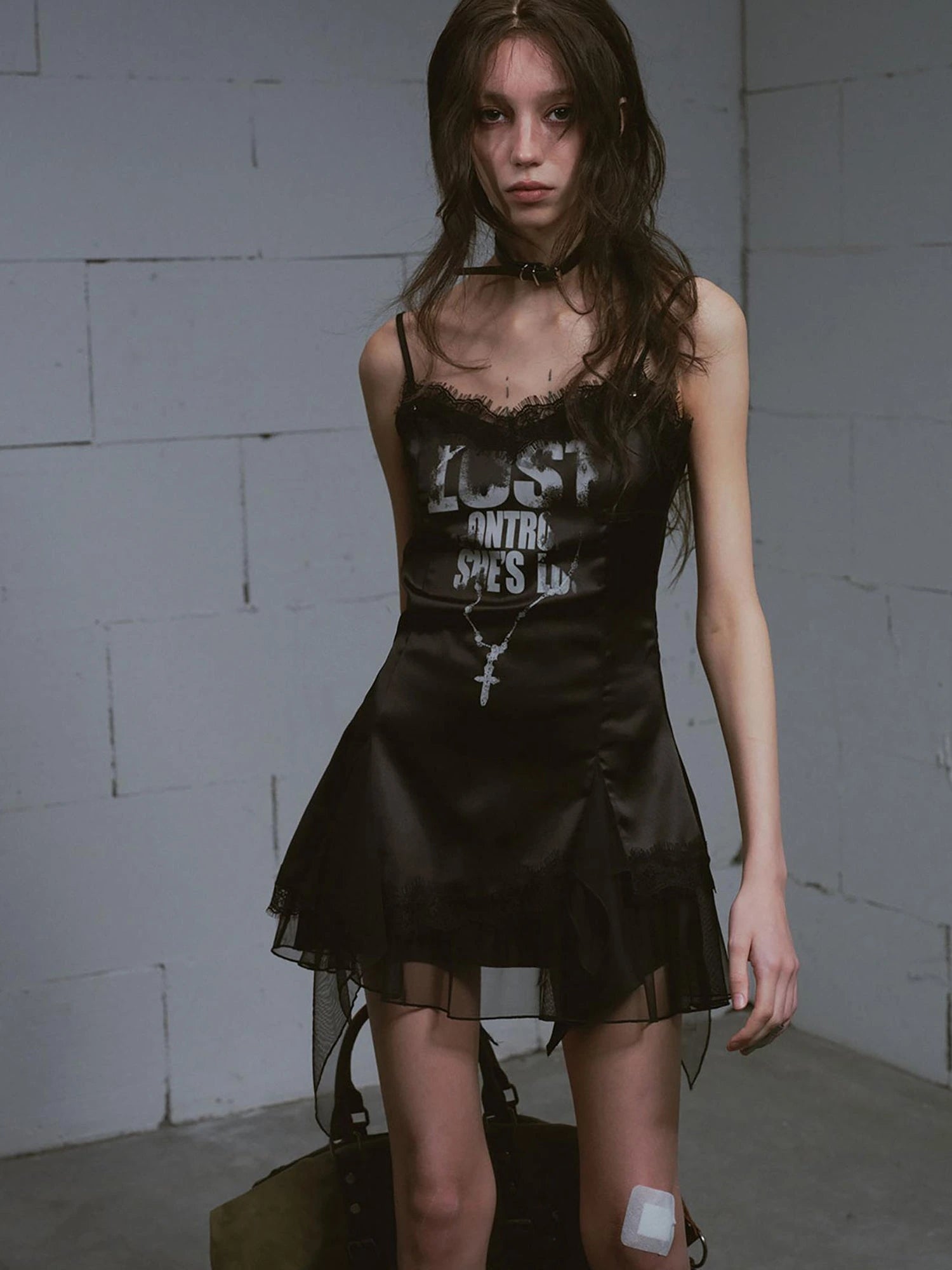 Chain Print Satin Slip Dress