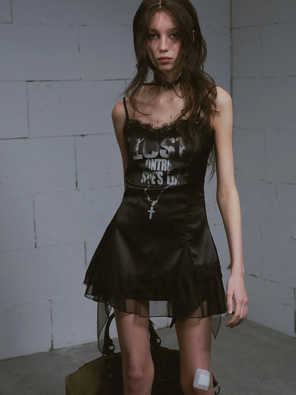 Chain Print Satin Slip Dress