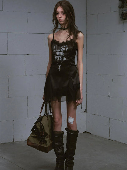 Chain Print Satin Slip Dress