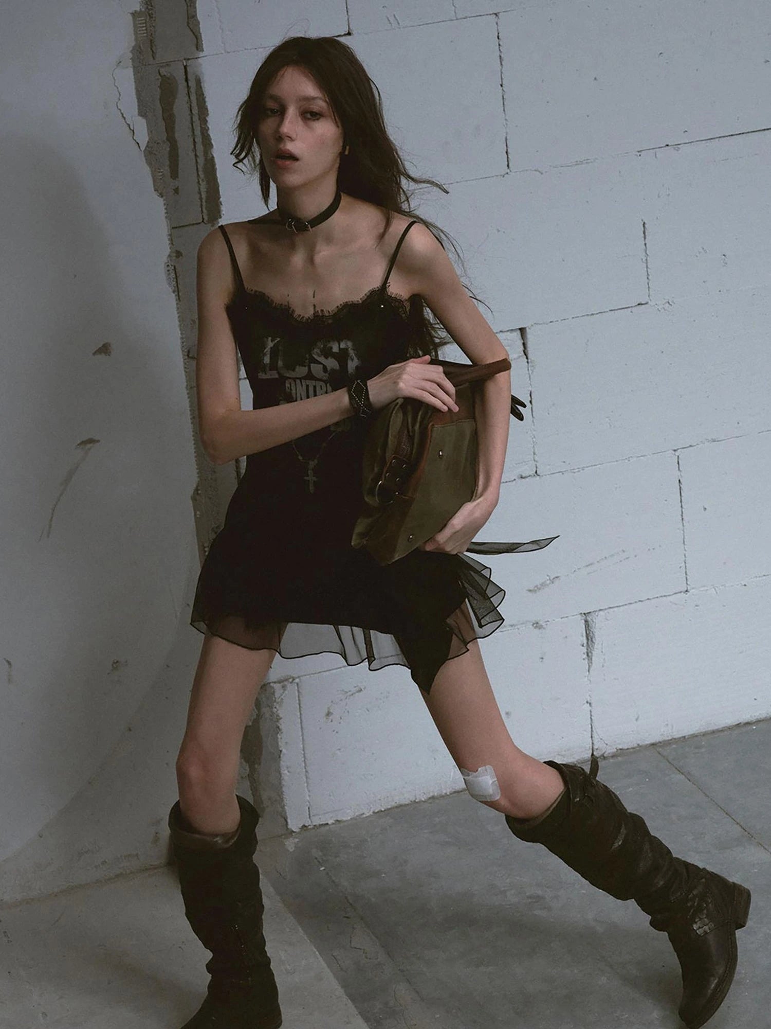 Chain Print Satin Slip Dress